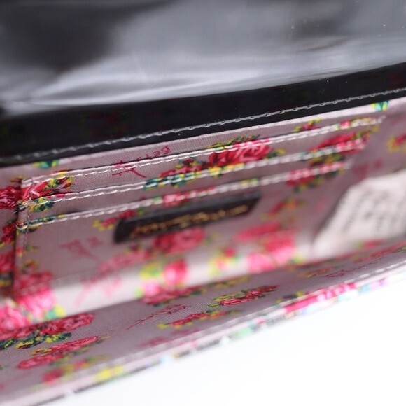 Betsey Johnson Rhinestone Print Mini Crossbody Envelope Bag Gold Chain Strap - Picture 6 of 8